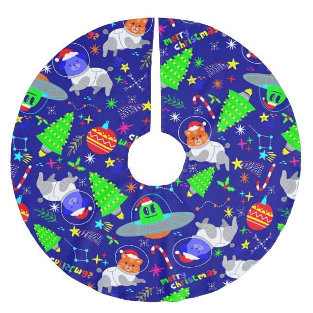 ful christmas utomjordisk hund julgransmatta borstad polyester (Framsidan)