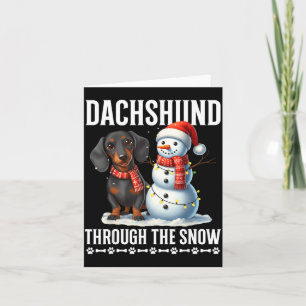 Ful Dachshund Jul genom Snö Present Jul Kort