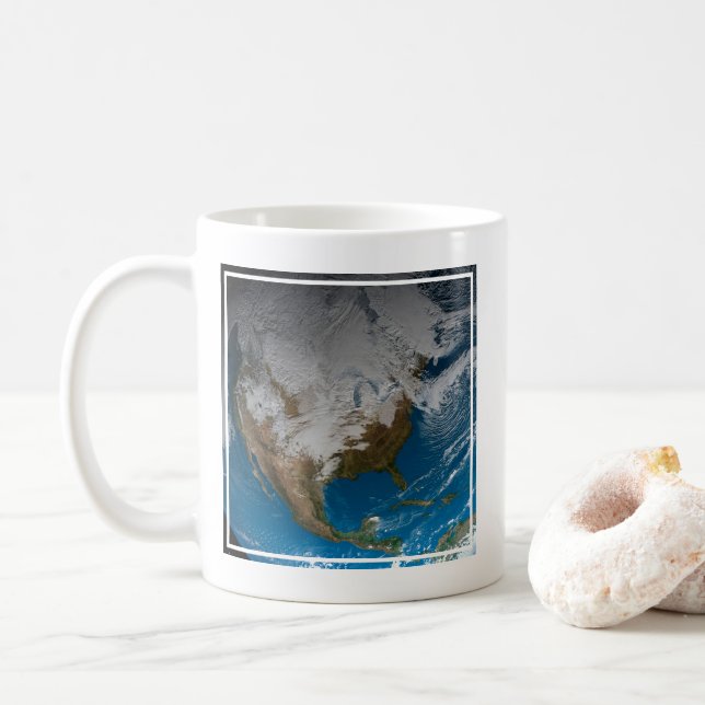 Ful Earth med simulerade moln över Nordamerika Kaffemugg (Med munk)