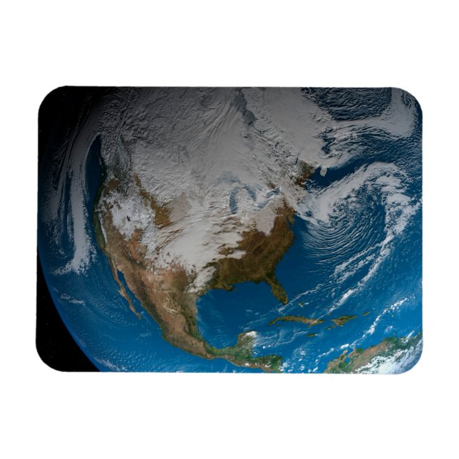 Ful Earth med simulerade moln över Nordamerika Magnet (Horisontell)