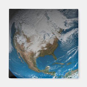 Ful Earth med simulerade moln över Nordamerika Magnet