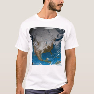 Ful Earth med simulerade moln över Nordamerika T Shirt