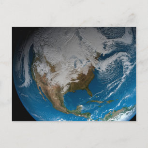 Ful Earth med simulerade moln över Nordamerika Vykort