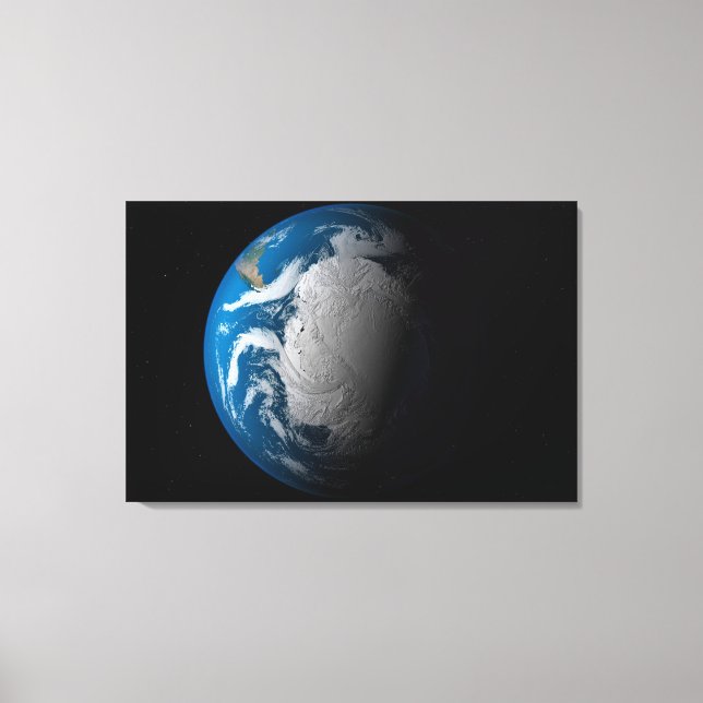 Ful Earth som visar simulerade moln över Antarctic Canvastryck (Framsida)