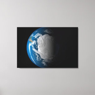 Ful Earth som visar simulerade moln över Antarctic Canvastryck