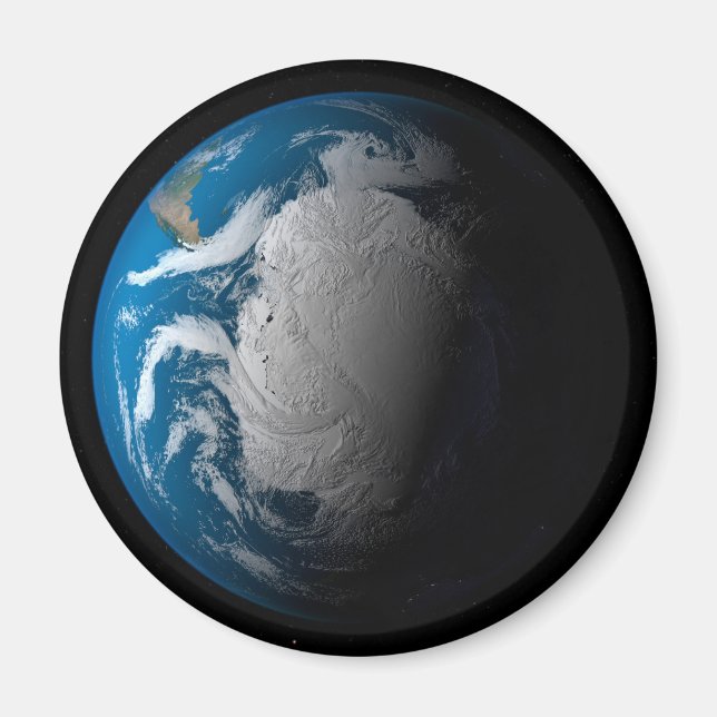 Ful Earth som visar simulerade moln över Antarctic Magnet (Framsidan)