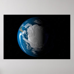 Ful Earth som visar simulerade moln över Antarctic Poster