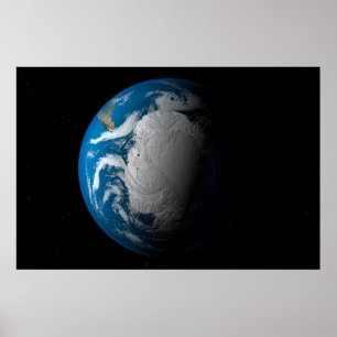 Ful Earth som visar simulerade moln över Antarctic Poster