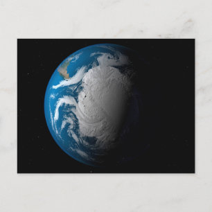 Ful Earth som visar simulerade moln över Antarctic Vykort