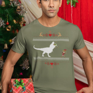 Ful Elf Jultröja med ful dinosaurie Rolig T-shirt