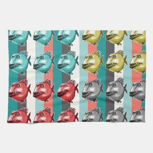 ful fish stripe-bakgrund kökshandduk (Horisontell)