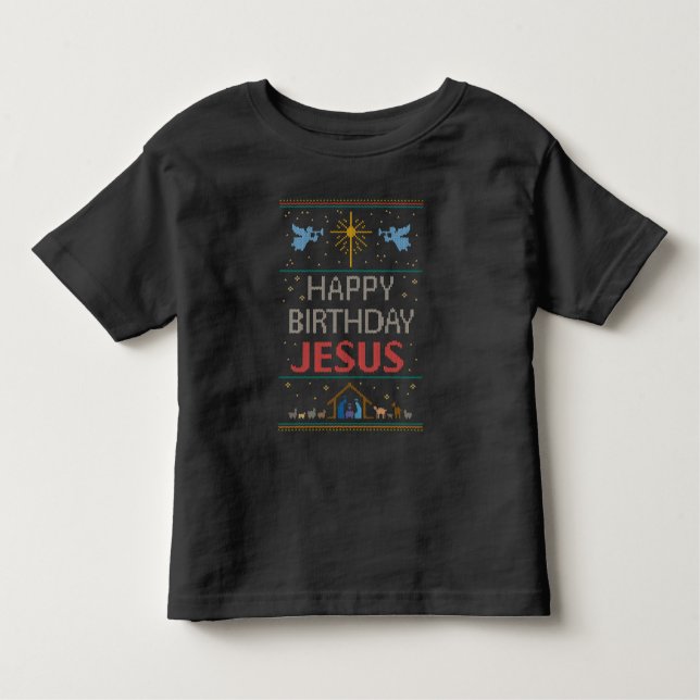 Ful grattis på födelsedagen Jesus för jultröjafärg T Shirt (Framsida)
