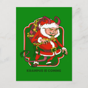 ful jul krampus kommer rolig helg vykort