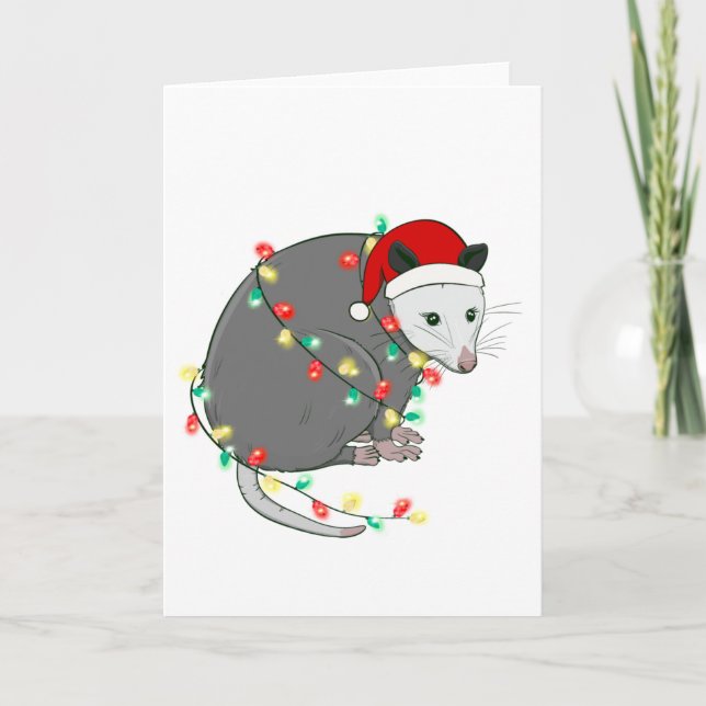 ful jul santa claus opossum inbjudan (Framsida)