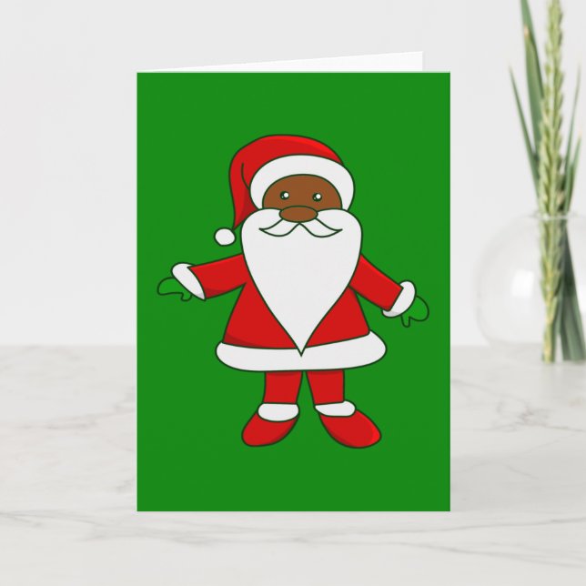 ful jul svart afroamerikansk tomte inbjudan (Framsida)