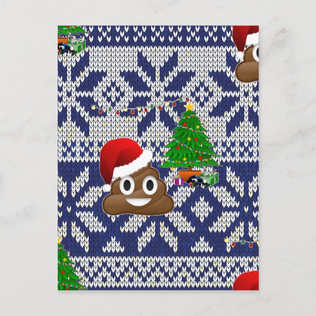 ful jul sweater poop emoji helg vykort (Framsida)