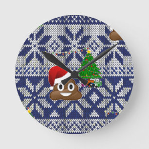 ful jul sweater poop emoji rund klocka