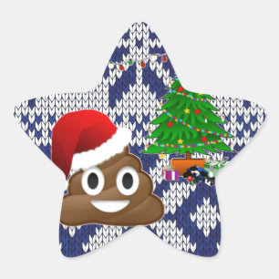 ful jul sweater poop emoji stjärnformat klistermärke