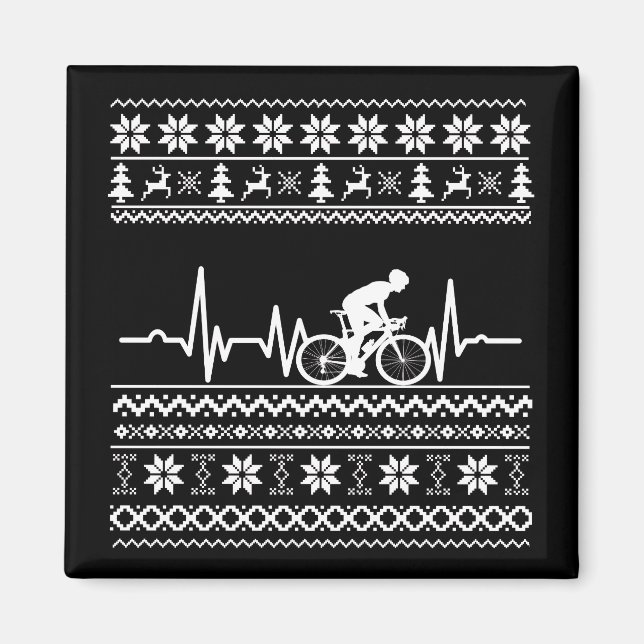 ful jul sweater som kör cykel magnet (Framsidan)