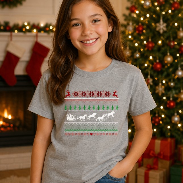 Ful jul tomte släde med enhörningar t shirt (Skapare uppladdad)