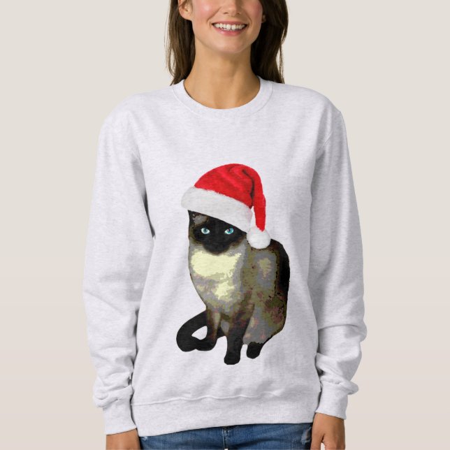Ful jultröja för gullig Siamese katt för kvinnor Tee (Framsida)