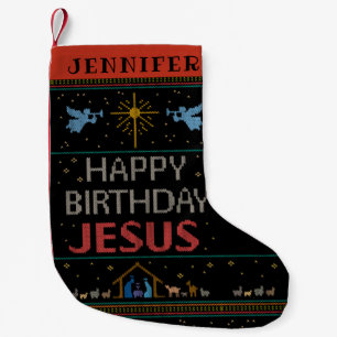 Ful Jultröja Glad Födelsedag Jesus Liten Julstrumpa