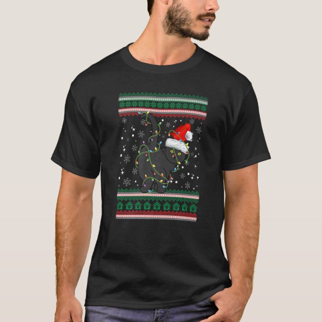 Ful Jultröja Katt Jultomte T Shirt (Framsida)