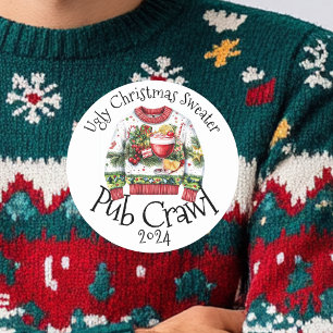 Ful Jultröja Pub Crawl Aktivitet Drickande Runt Klistermärke