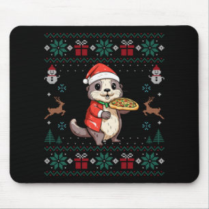 Ful Otter Älskare Santa Hatt Jul Ljus Utter Kristu Musmatta