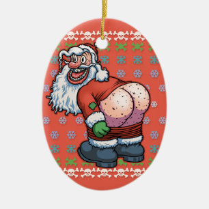 Ful Santa måne Julgransprydnad Keramik