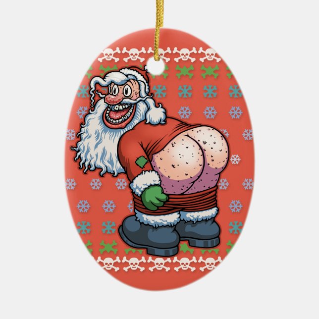 Ful Santa måne Julgransprydnad Keramik (Framsidan)