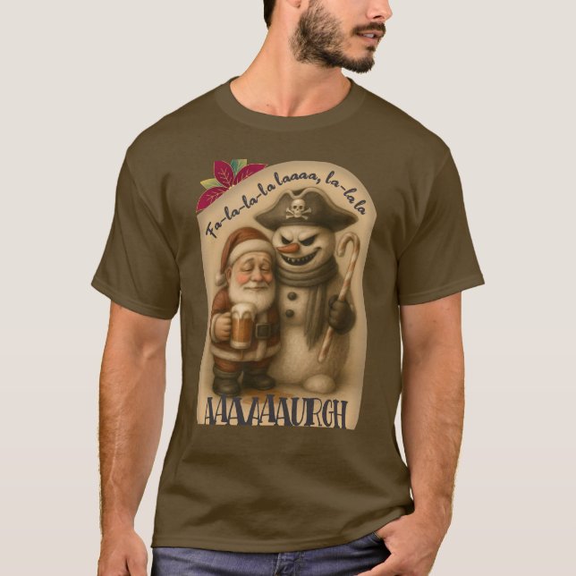 Ful sjalar jul tomte pirat snöman öl t shirt (Framsida)
