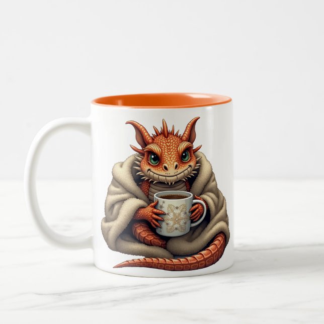 Ful Skäggig Drakon - Mysig filt och kaffekännare Två-Tonad Mugg (Vänster)