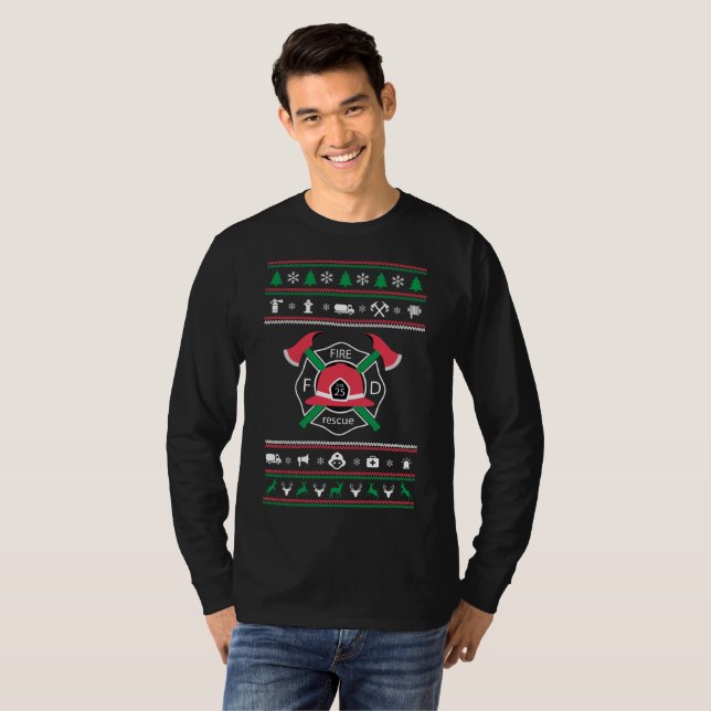 Ful tröjajul för brandman tee shirt (Hel framsida)