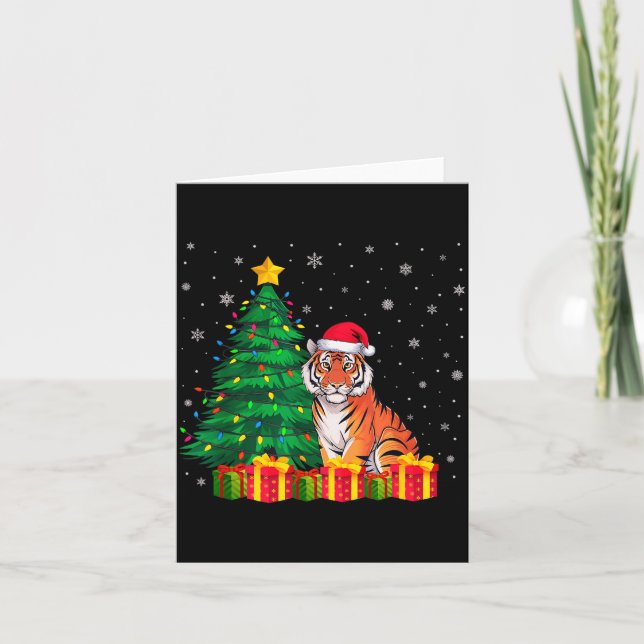 Fula Bengal Tiger Santa Hatt Julgransljus  Kort (Framsida)