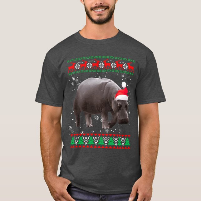 Fula djur Flodhäst retro T Shirt (Framsida)
