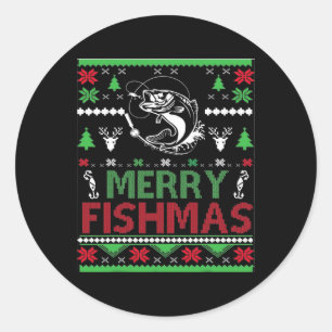 Fula fiske jul B fisk kläder Runt Klistermärke