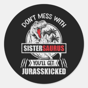 Fula inte med syster Saurus dinosauriefamiljens tj Runt Klistermärke