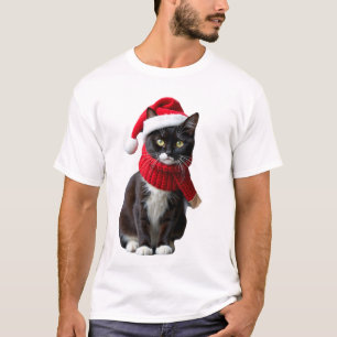 Fula jul svart katt jultomte hatt scarf högtid C T Shirt