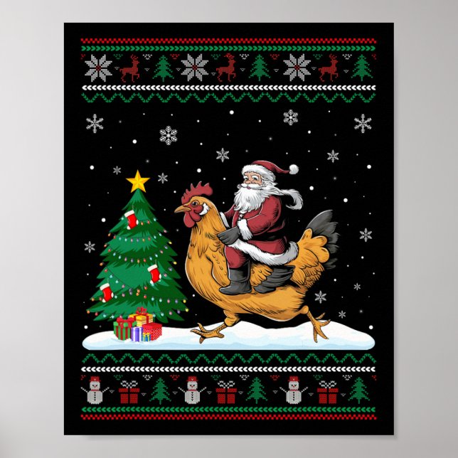 Fula julgransljus Julen Tomte Ridande Chick Poster (Framsidan)