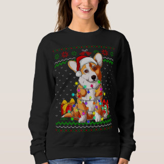 Fula jultröja julbelysning Corgi hundälskare T Shirt