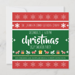 Fula Jultröja Julfest – Röd Grön Snöflinga Inbjudningar
