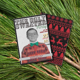 Fula Jultröja Julfest Vintage Röd Inbjudningar