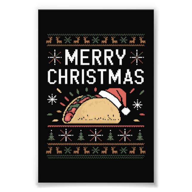 Fula jultröja lampor tomte taco jul fototryck (Framsidan)