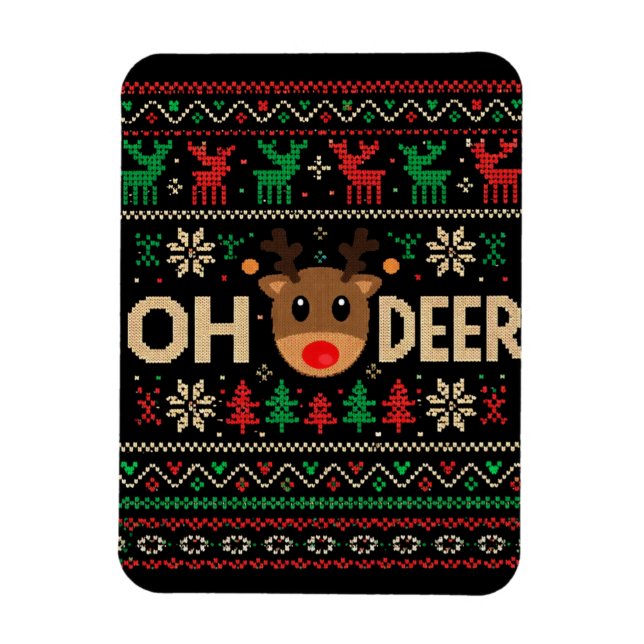 Fula jultröjor pussel Oh Deer Magnet (Vertikal)