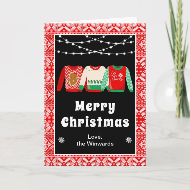 Fula jultröjor Röda glada jul Helgkort (Framsida)
