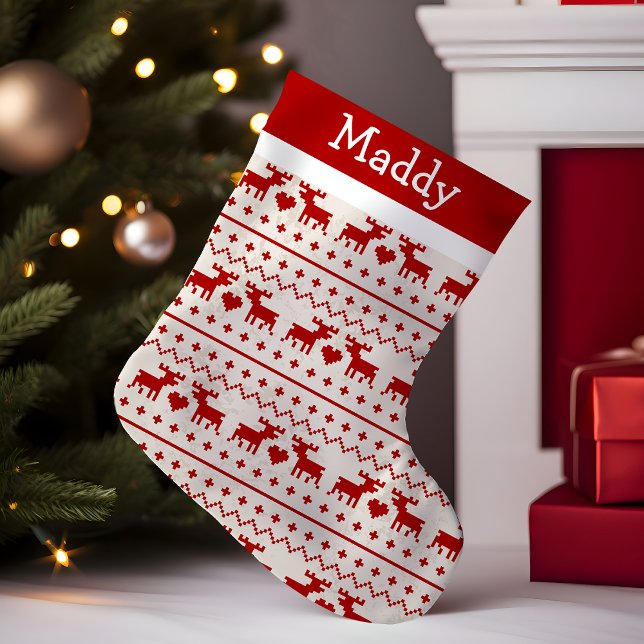 Fula tröja Älg Monogram Liten Julstrumpa (Skapare uppladdad)