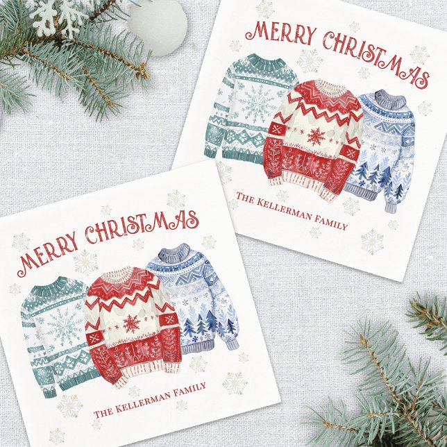 Fula Tröja Högtid Julfest Pappersservett (Ugly Sweater Merry Christmas Party Napkins)