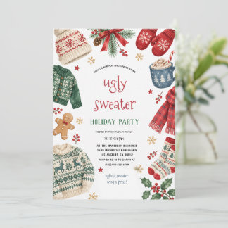 Fula Tröja Mysig Jul Högtidlig Julfest Inbjudningar