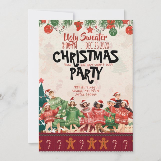 Fula Tröja Tonåringar Julfest Inbjudan (Framsida)